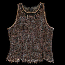Load image into Gallery viewer, whimsical brown beaded top
