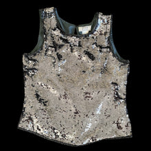 Load image into Gallery viewer, silk silver sequin tank top