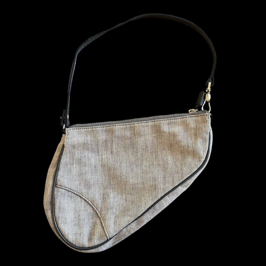 christian dior grey mini saddle bag