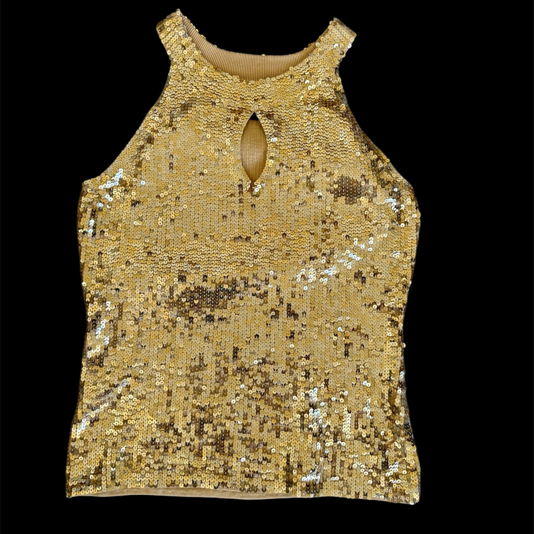 gold sequin keyhole tank