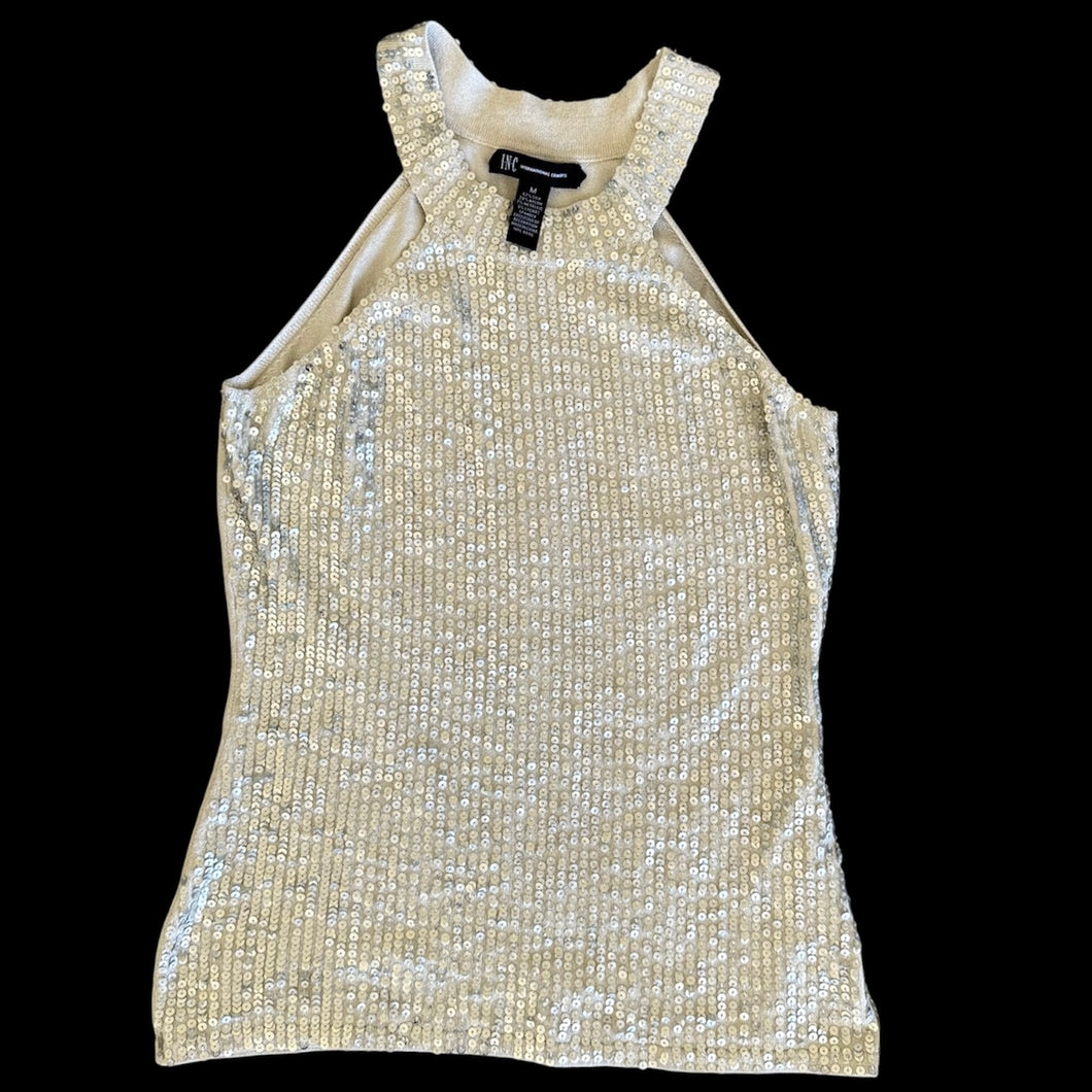 silver high neck tank
