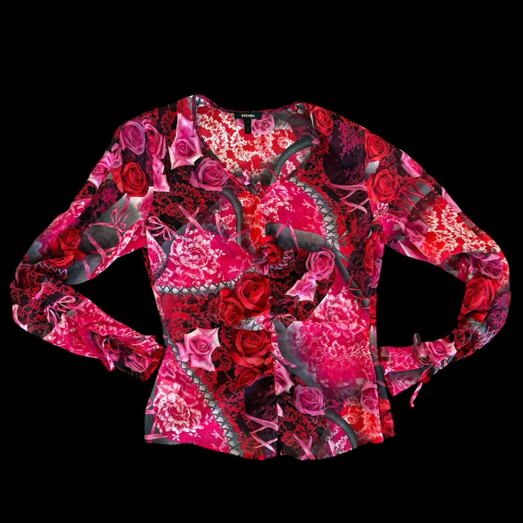 escada rose print top