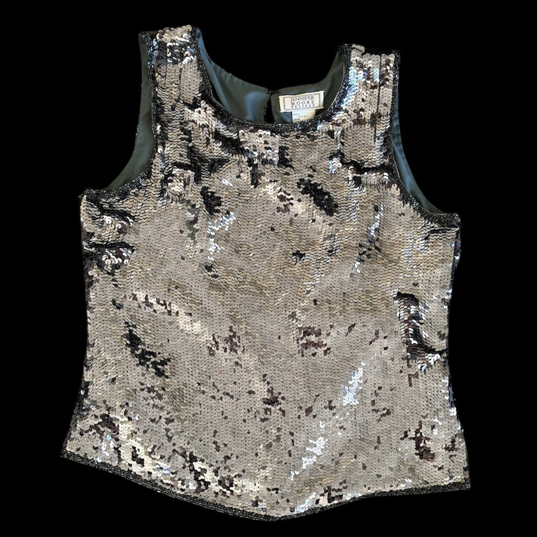 silk silver sequin tank top