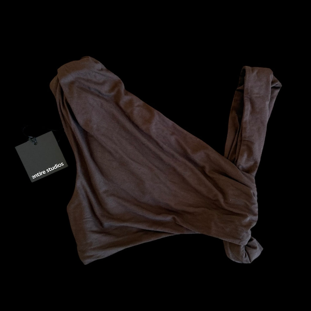 brown asymmetrical top