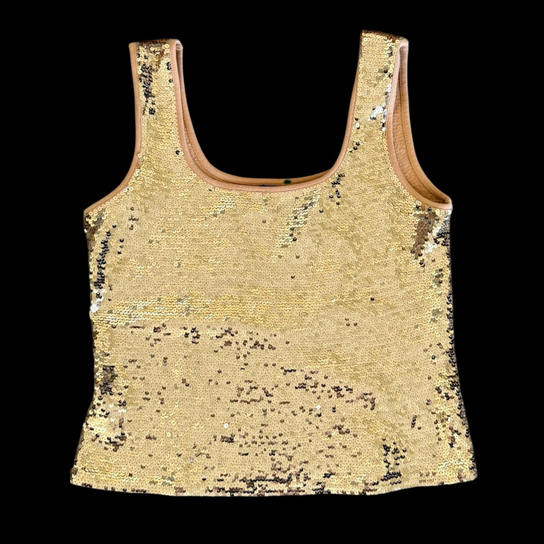 gold scoop neck sequin tank