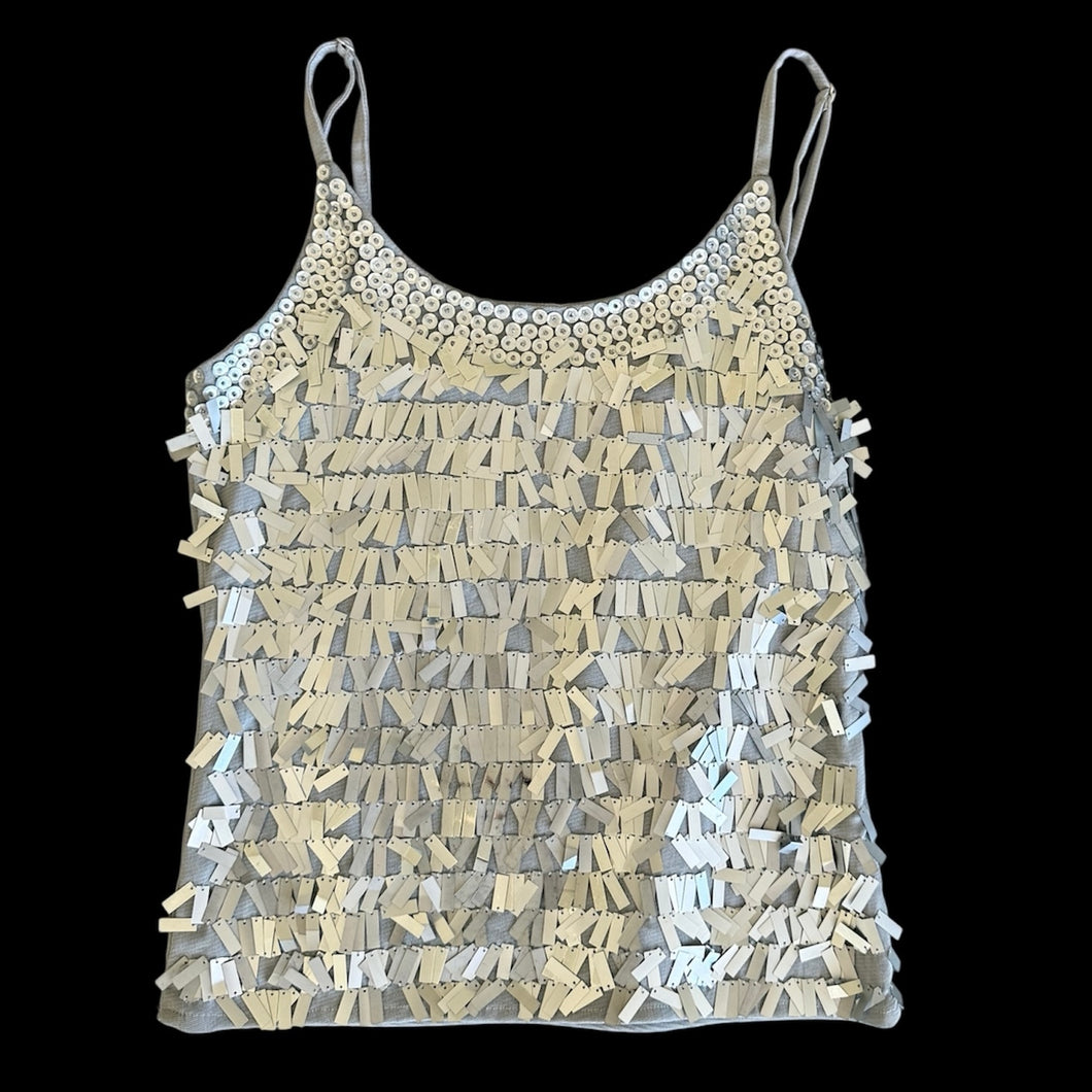 silver sequin fringe top