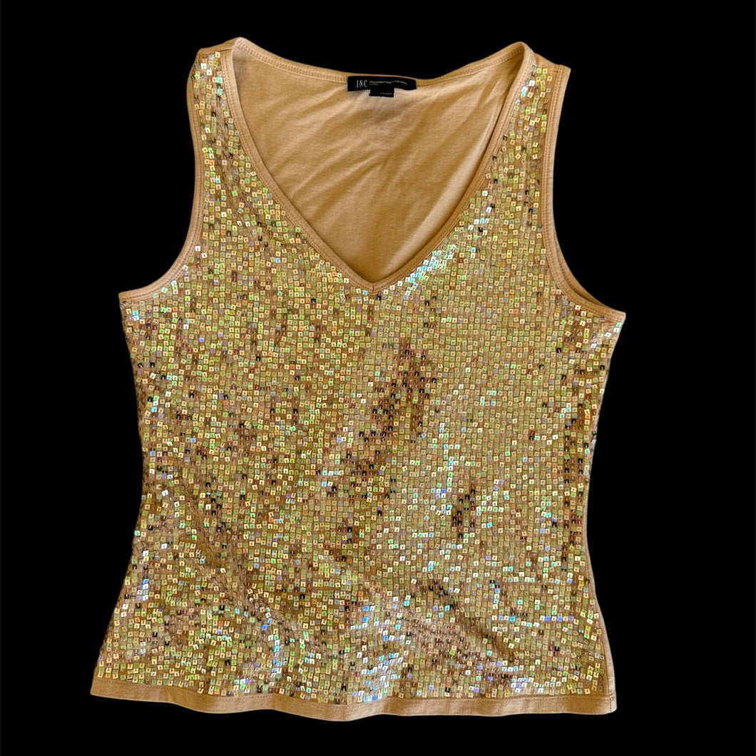 gold holographic sequin top